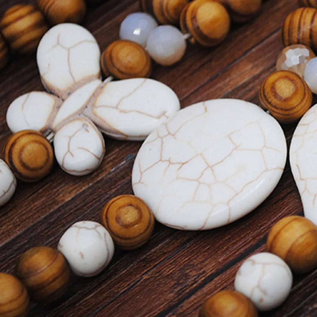 Богемное этническое винтажное ожерелье с кисточками и деревянными бусинами