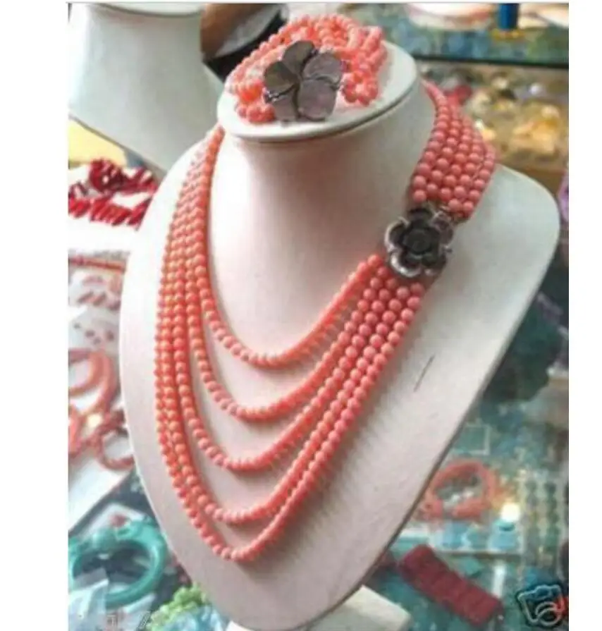 

Wholesale>>>new PINK CORAL BEAD NECKLACE BRACELET SET 17-21 inch