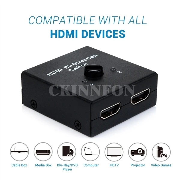 

100Pcs/Lot HDMI-compatible 2.0 Bi-Direction Switch 1080P 3D 4K*2K 2X1 or 1X2 HDMI-compatible Splitter Switch for DVD HDTV