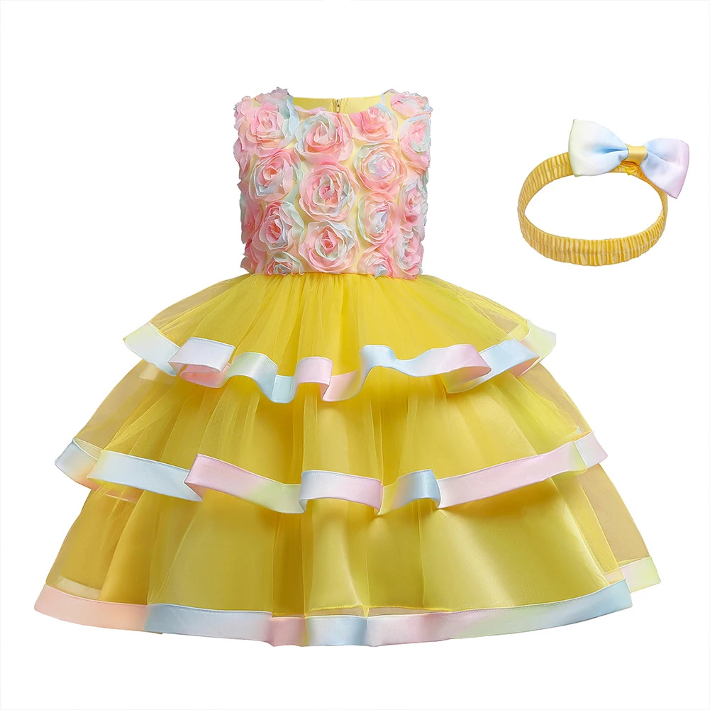 

Детские платья для девочек, элегантное цветочное свадебное платье, детское кружевное бальное платье принцессы для дня рождения, Рождествен...