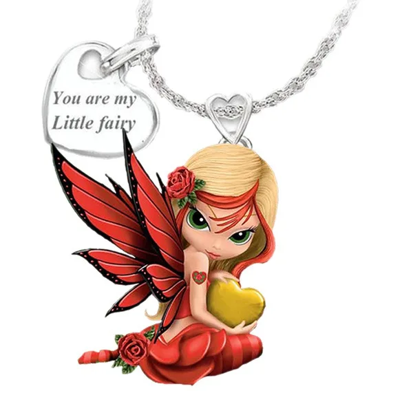 

Exquisite Fashionable Cute Fairy Princess Pendant Women's 3D Printing Necklace Color Necklace Heart-shaped Jewelry