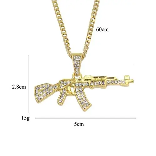 Вращающийся пистолет пулемет хип-хоп AK47 кулон ожерелье цепочка для мужчин и