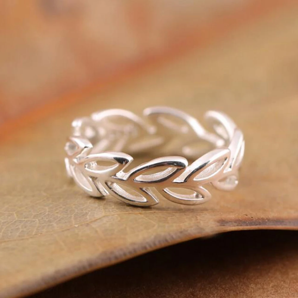 New 925 Silver Color Wedding Rings For Women Party Gift Fashion Sterling Jewelry Simple Hollow Leaves Open Ring Wholesale | Украшения и