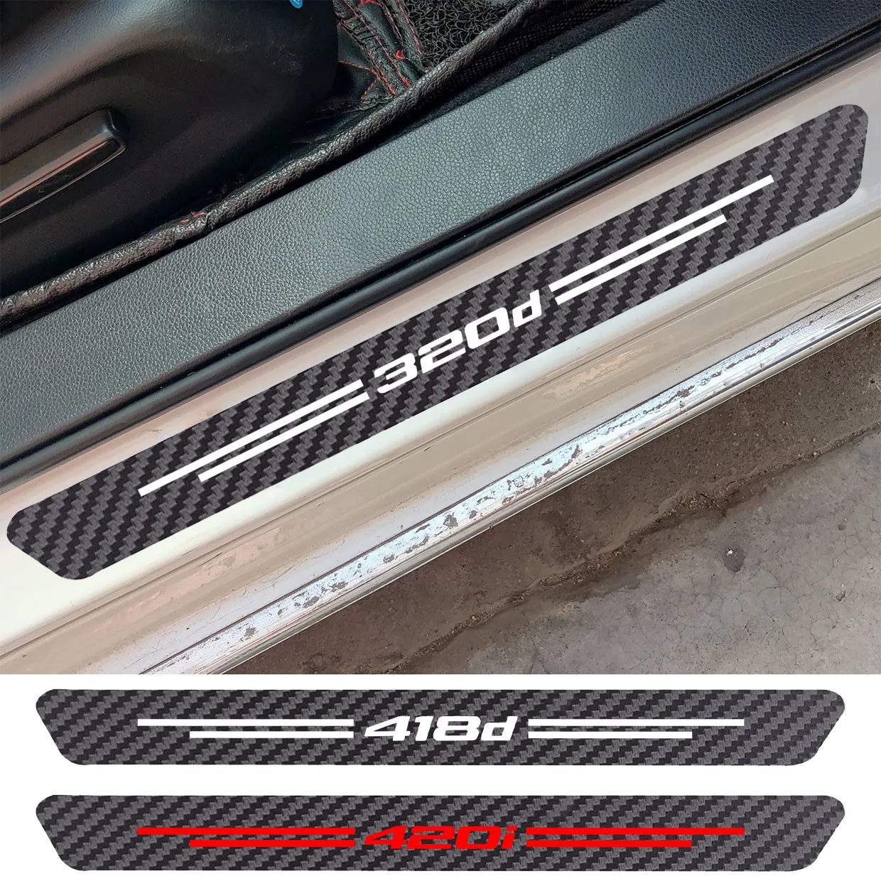 

4PCS Car Door Threshold Sill Carbon Fiber Sticker For BMW 320d 320i 328d 328i 330d 330i 335i 418d 418i 420i 420d 425d 428i 430d