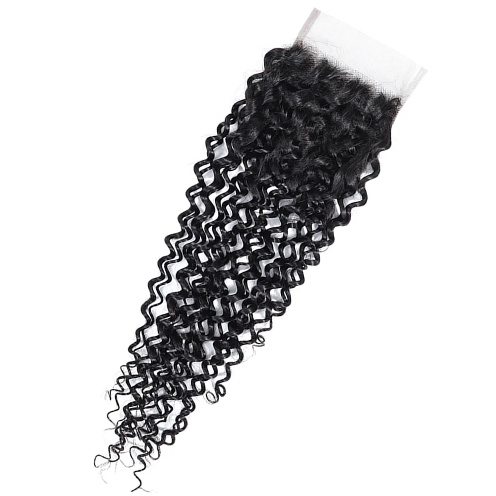 Индийские пучки волос с закрытием афро кудрявые человеческие волосы не-Реми |