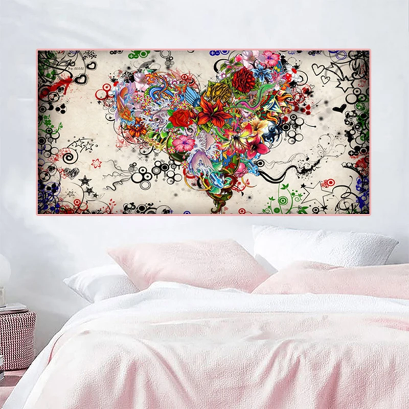 

Modern art flower oil painting love flower abstract art oil painting posters and prints family bedroom wall decoration painting