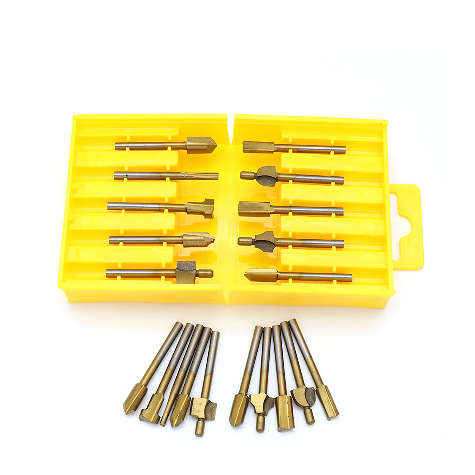 

10pcs Router Bit Set Trimming Straight Milling Cutter for Wood Bits Tungsten Carbide Cutting Woodworking