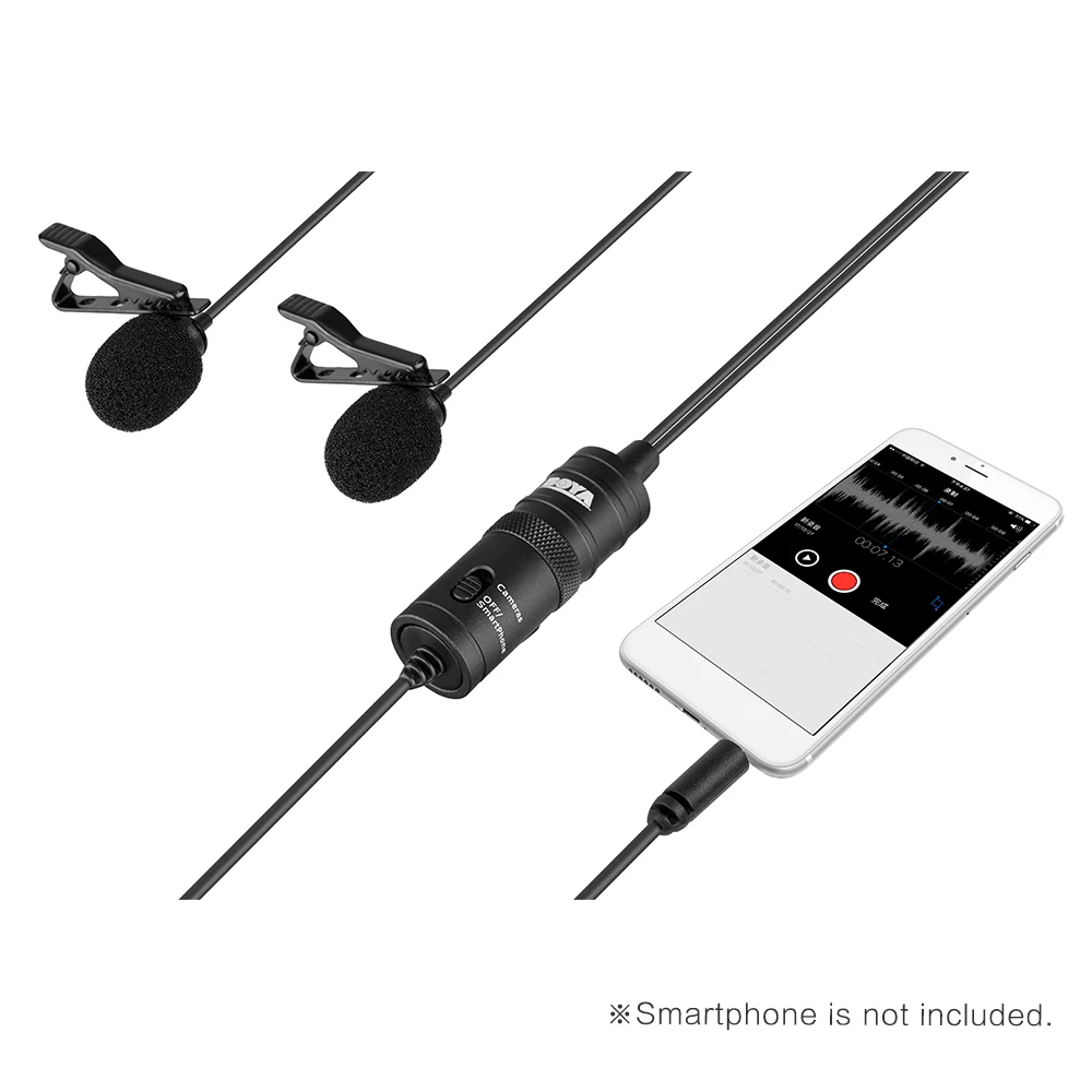 BOYA BY-M1DM Lavalier с двумя головками конденсаторный микрофон Аудиозапись для iPhone Andriod