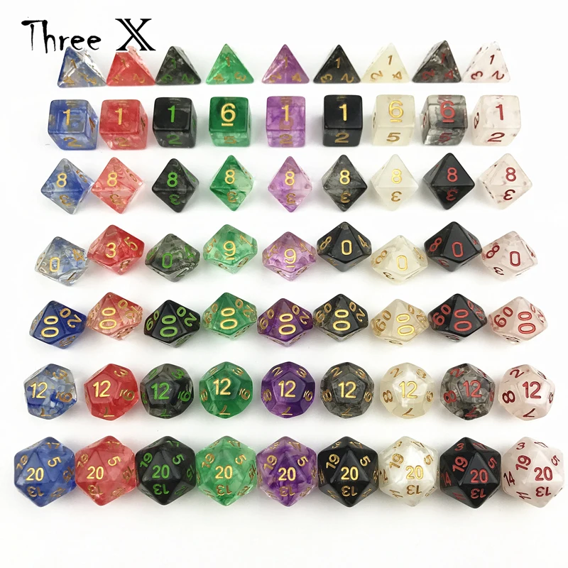 7 шт./компл. Juegos De Mesa Dados набор D4 D20 многогранных игральных костей для Rpg DND