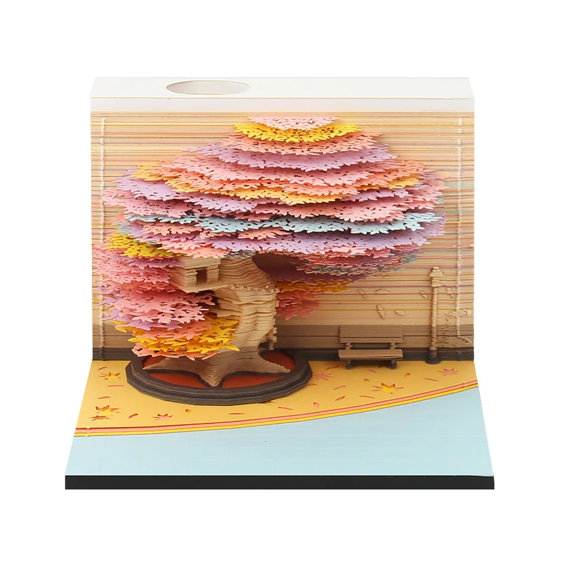 Omoshiroi Block 3D Notepad Novel Mini Scrapbooking Stationery Promotional Christmas Tree Gift Decoration Party Giveaway Box | Дом и сад