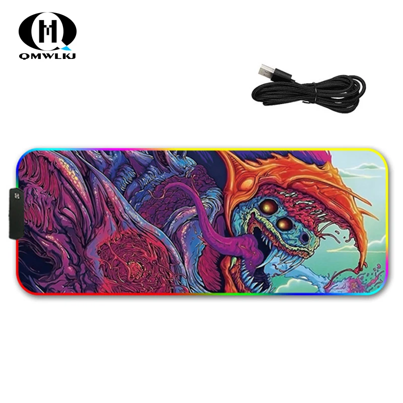 Игровой коврик для мыши RGB геймер компьютерная подсветка Mause Pad большой XXL