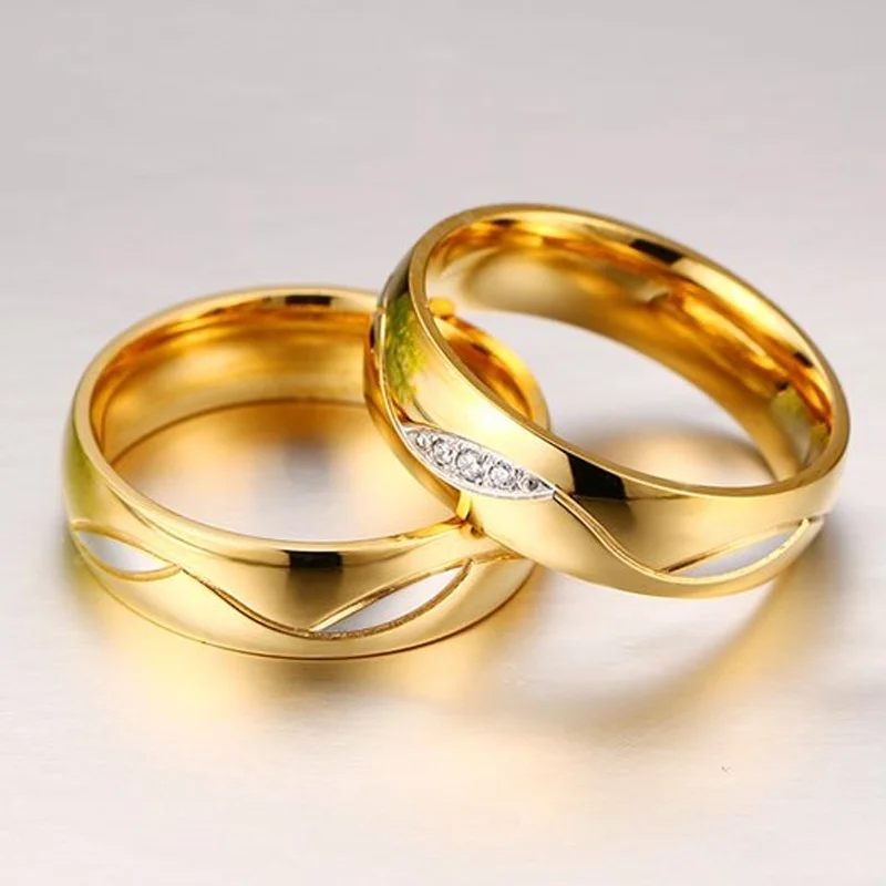 Классическое кольцо из нержавеющей стали для мужчин и женщин обручальное с