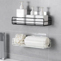 punch free iron bathroom shelf organizer shampoo cosmetic storage basket rack bath shower holder home kitchen accessories