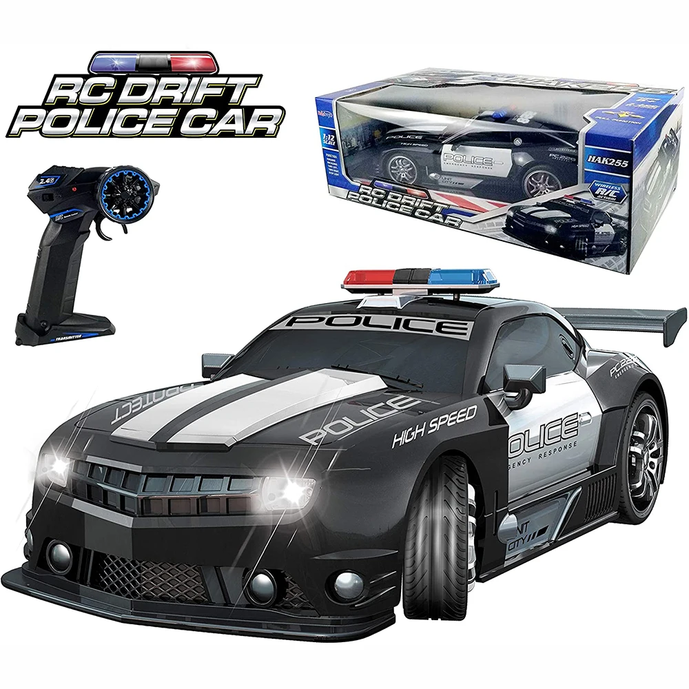 

2.4GHz Super Fast 1:12 RC Police Sports Car Toys Radio Remote Control Hot Pursuit Cop Chase Drift Patrol Vehicle Flashing Light