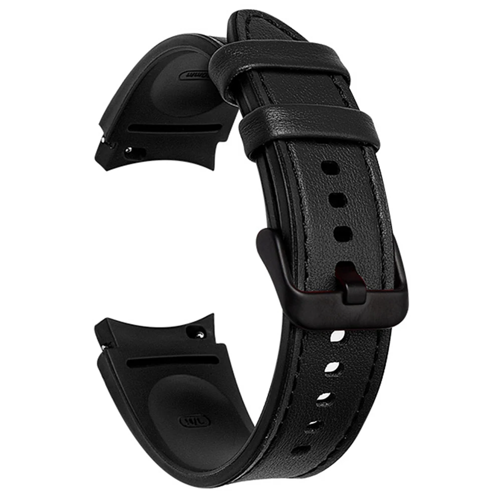 Silicone+leather Strap for Samsung Galaxy Watch 4 Classic 46mm 42mm/Watch4 44mm 40mm Band Metal Buckle Wristbands Bracelet Belt