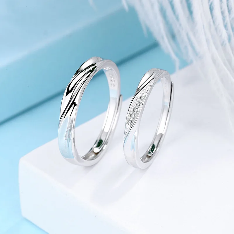 

Silver Rings for Lovers S925 Lovers Anniversary Opening Rings 925 Sterling Silver Wedding Rings Women's Inlay Gemstone Rings