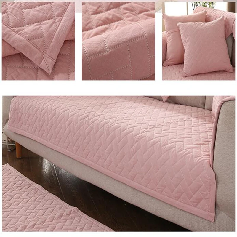 Однотонный чехол для дивана геометрической формы хлопковый грязеотталкивающий