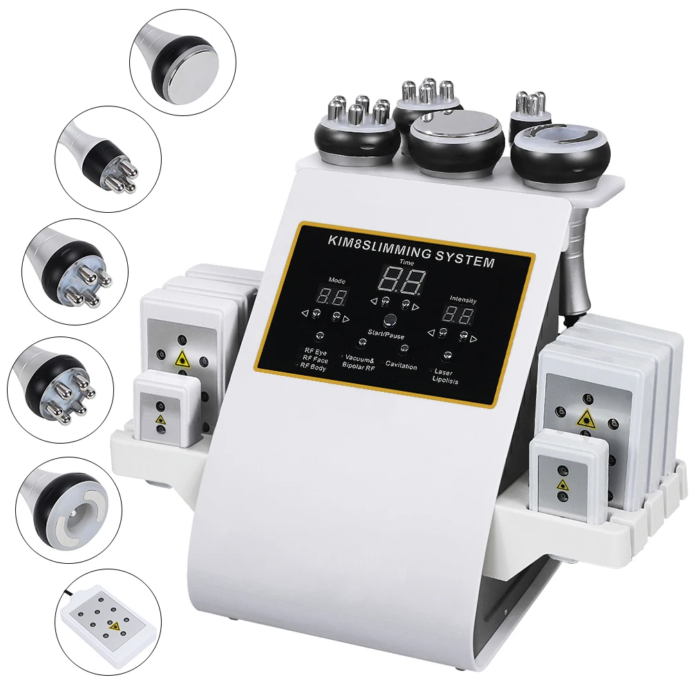 

New Arrival 40K Ultrasonic Cavitation Vacuum Radio Frequency Laser 8Pads Lipo Laser Body Slimming Machine for Spa(Button Models)