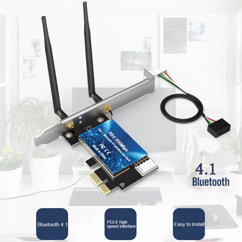 EDUP 1200 Мбит/с PCI-E WiFi беспроводная карта адаптер Bluetooth 4 1 для настольных ПК VH99 |