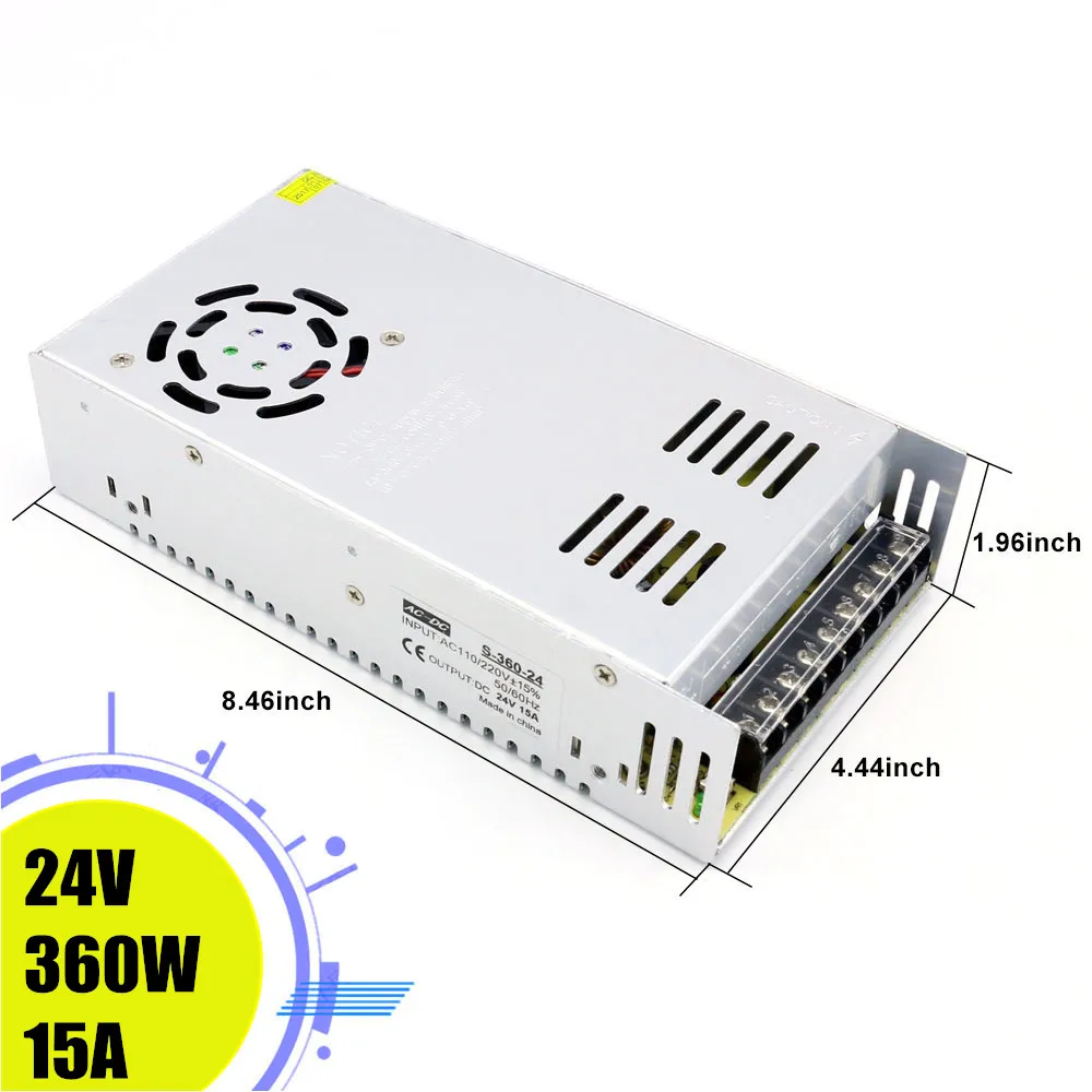 Импульсный источник питания постоянного тока 24 В 15 А 360 Вт переменный ток в