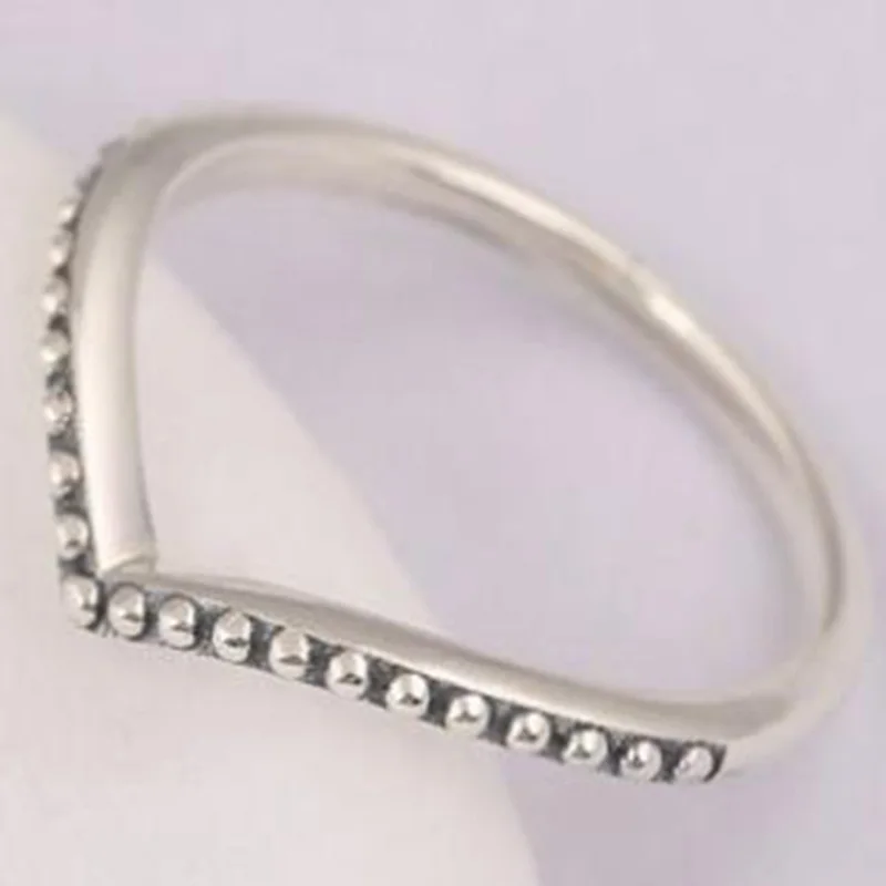 

100% 925 Sterling Silver Pan Ring Silvery Wishing Bone Ring For Women Wedding Party Gift Fashion Jewelry