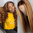 Rosabeauty яркий коричневый парик с кружевной передней частью бразильский HD 13х4 Омбре прозрачный прямой фронтальный цветной парик 180 плотность