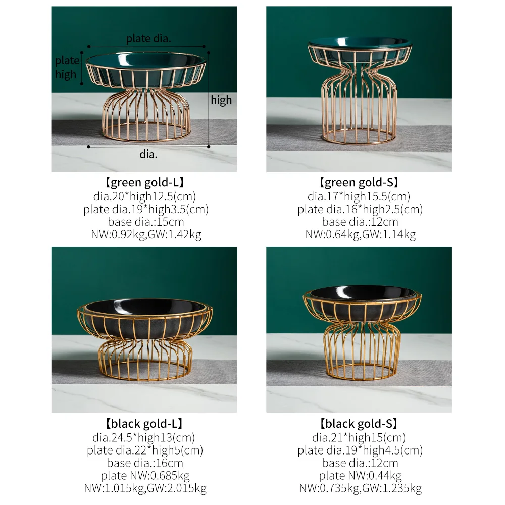 

Home Decoration Plate Ceramic Iron Fruit Plate Kitchen and Living Room Decoration Accessories Dessert Fruit Snacks Candies Plate