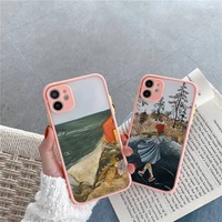 cartoon scenery girl phone case for iphone 12 11 mini pro xr xs max 7 8 plus x matte transparent pink back cover