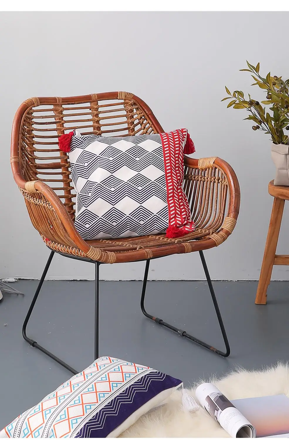 Геометрическая наволочка Подушка с кисточкой тканая Крышка для украшения дома