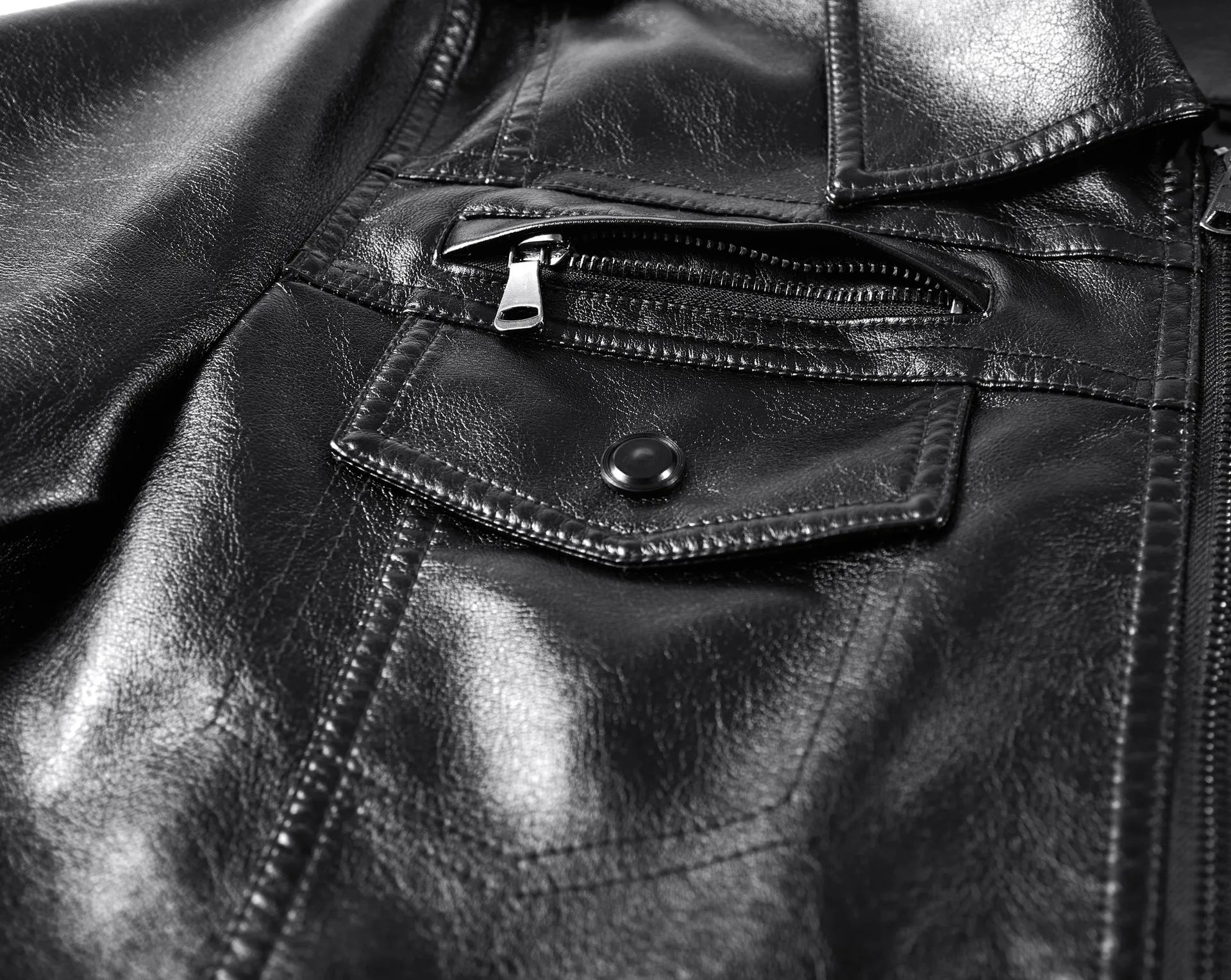 

Men's leather jacket stand-up collar trend spring and autumn new style leather jacket handsome motorcycle wear yout