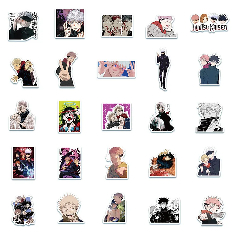 

B 50Pcs Jujutsu Kaisen Sticker For Computer Guitar Refrigerator Suitcase Sticker DIY Scrawl