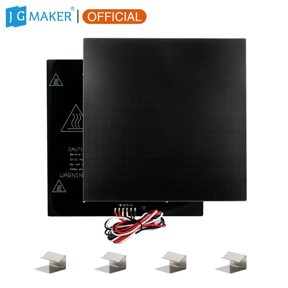 JGMAKER-cama calefactora de aluminio de 6 pines, cristal de diamante negro con 4 Clips para impresora 3D A5S A5, plataforma de cama caliente Jgaurora