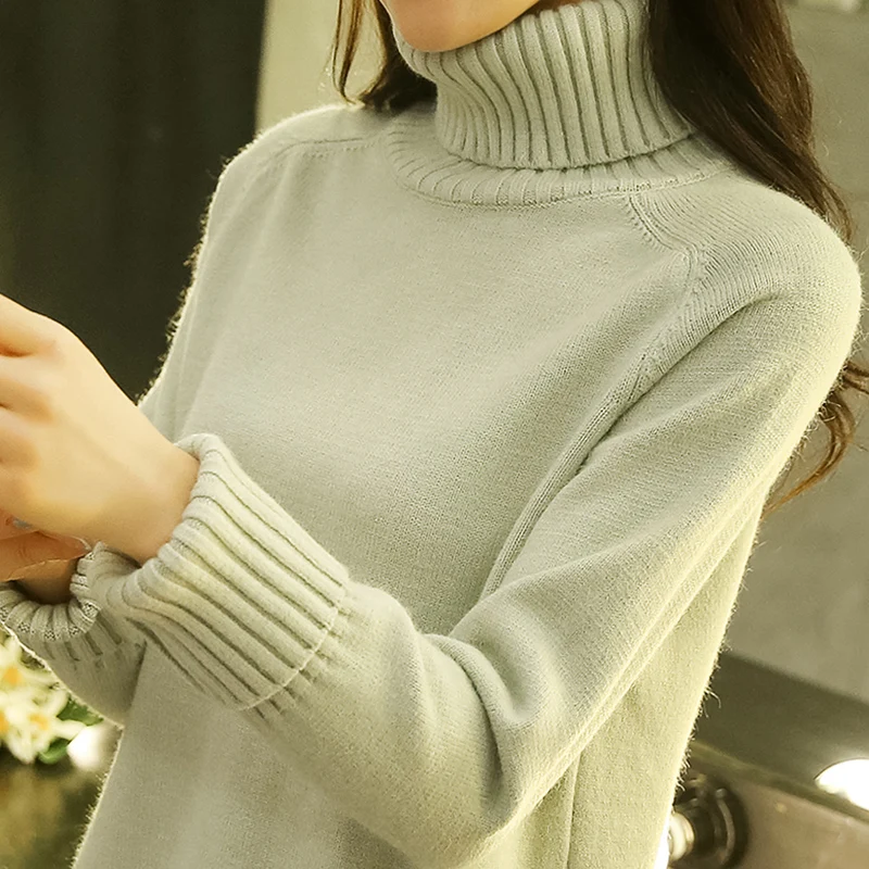 Свитер женский трикотажный с высоким воротом Осень-зима | Женская одежда