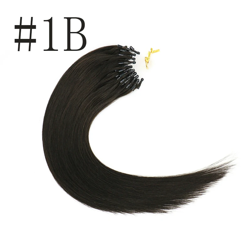 # 1B Sindra волосы для наращивания на микро кольцах волосы remy 14-24 дюйма человеческие волосы для наращивания на микро-кольцах - Цвет: # 1B