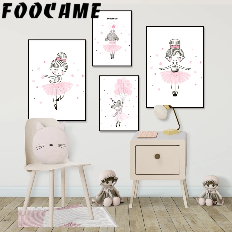 Картина на холсте с изображением милой розовой девочки скандинавские постеры и