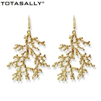 totasally fashion women drop earrings golden alloy coral statement earrings oversize lady party earrings dropshipping jewelry