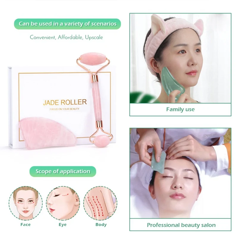 Jade Roller Gua Sha Scraping Massage Tool Set Natural Promote Blood Circulation Facial Tools Hot Selling | Красота и здоровье