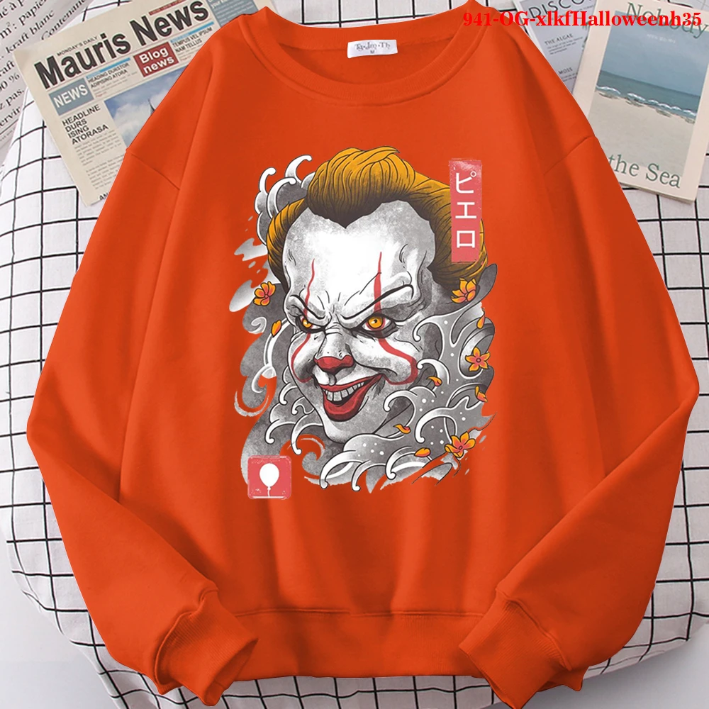 

Halloween Hoodies Scary Clown Aesthetic Oversized Hoodie Harajuku Sweatshirts Men/Female Unisex Long Sleeve Clothes Fashion Tops