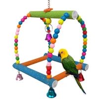 bird toy grinding claw swing exercise climbing hanging ladder bridge wooden parrot macaw hammock with bells
