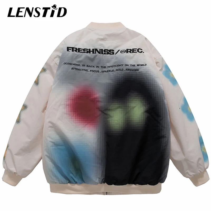 Зимние мужские стеганые куртки LENSTID на молнии парка в стиле хип-хоп уличная