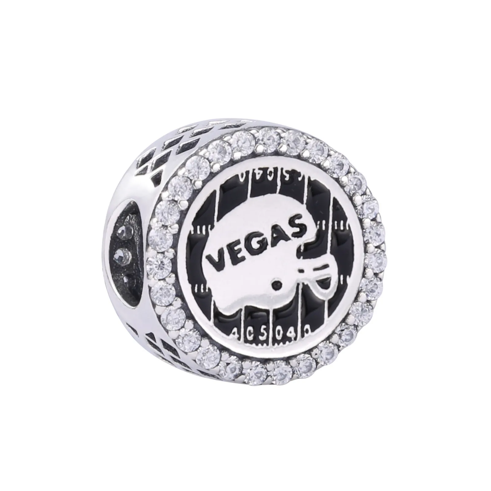 

YinDX 100% 925 Sterling Silver Beaded VEGAS Travel Souvenir Bead Suitable for European and American Bracelet DIY Accessories
