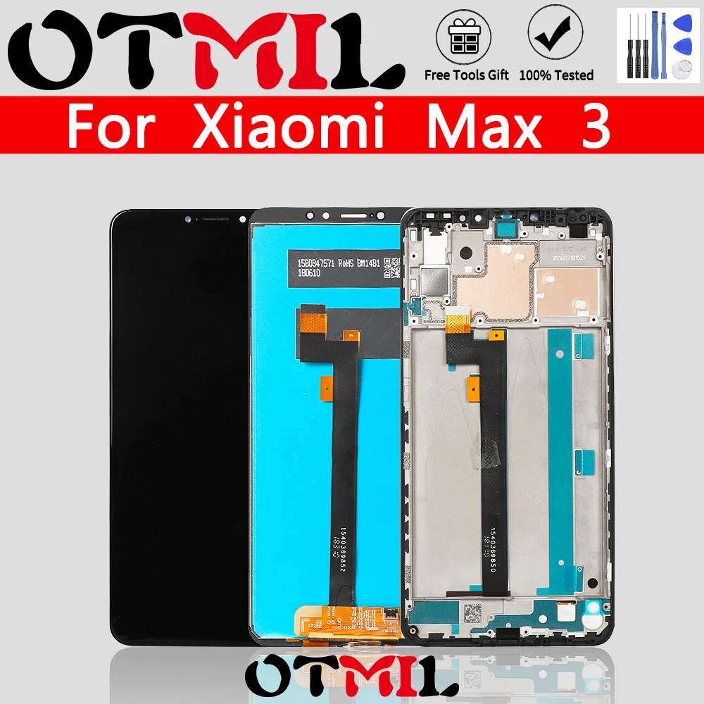 Черный белый без битых пикселей дисплей для Xiaomi Max 3 ЖК сенсорный экран с рамкой