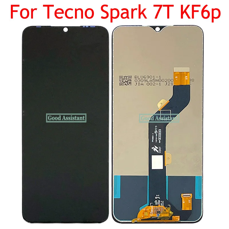 Высококачественный черный 6 52 дюймов для Tecno Spark 7T KF6p Полный ЖК-дисплей сенсорный