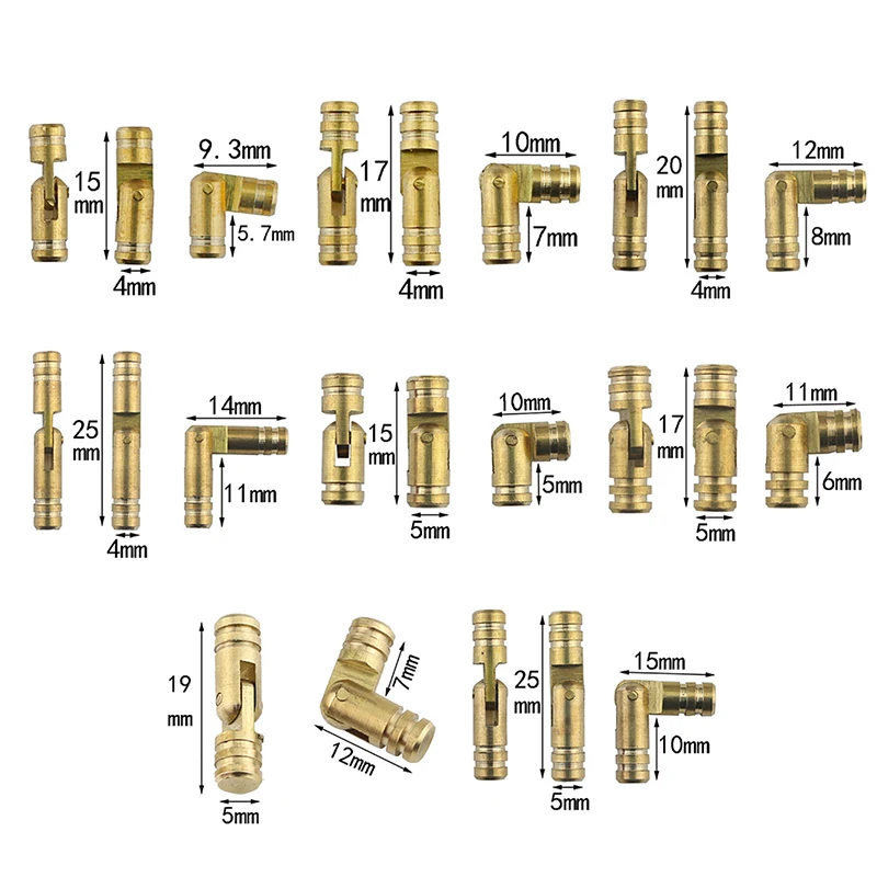 

10Pcs Copper Barrel Hinges Cylindrical Hidden Cabinet Concealed Invisible Brass Hinges For Furniture Hardware 20*4mm