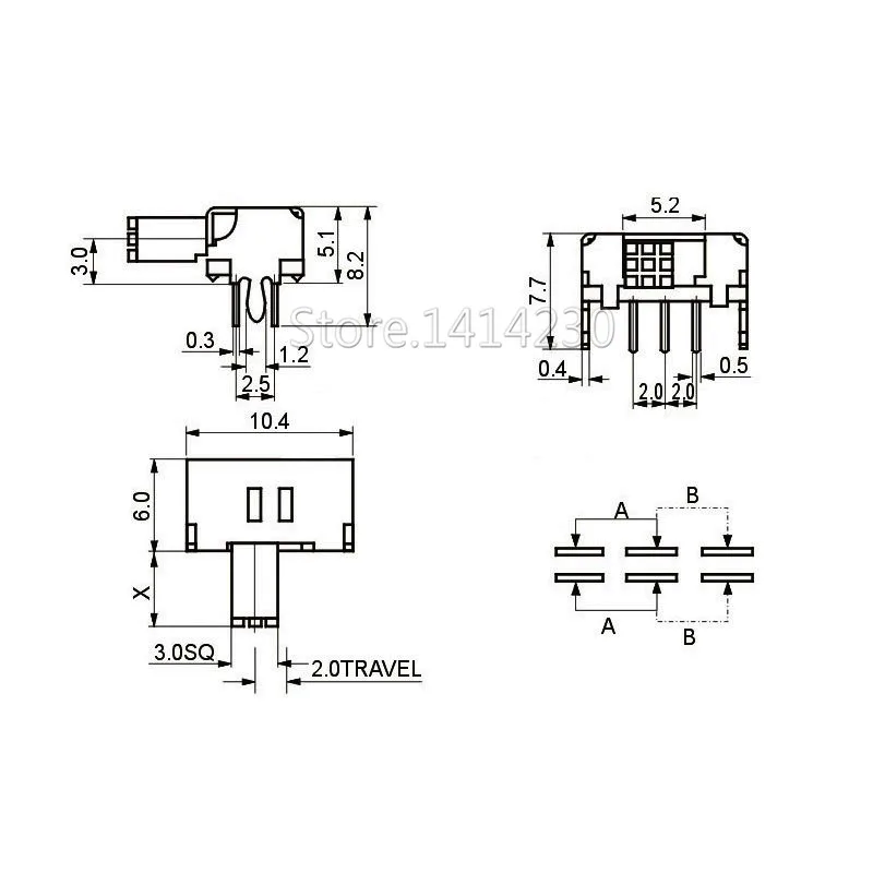 Переключатель SK22D02 с ручкой длиной 5 мм 10 шт