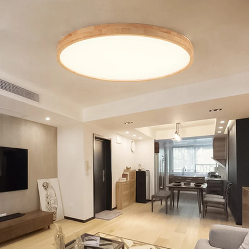 

Nordic solid wood LED round bedroom light living room lighting kitchen ceiling light aisle light factory direct sales