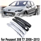 Черная ручка из углеродного волокна или хромированная боковая накладка на дверь, комплект накладок для Peugeot 308 T7 308SW SW CC RCZ 2008  2013, автомобильные аксессуары 2009