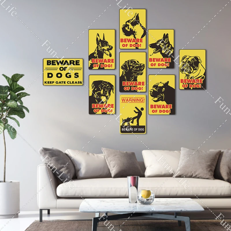 Остерегайтесь собаки винтажные металлические жестяные знаки плакат