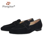 PiergitarНовые модные YES-I-DO вышитые черные бархатные Тапочки ручной работы мужские лоферы для свадьбы и вечерние размера плюс