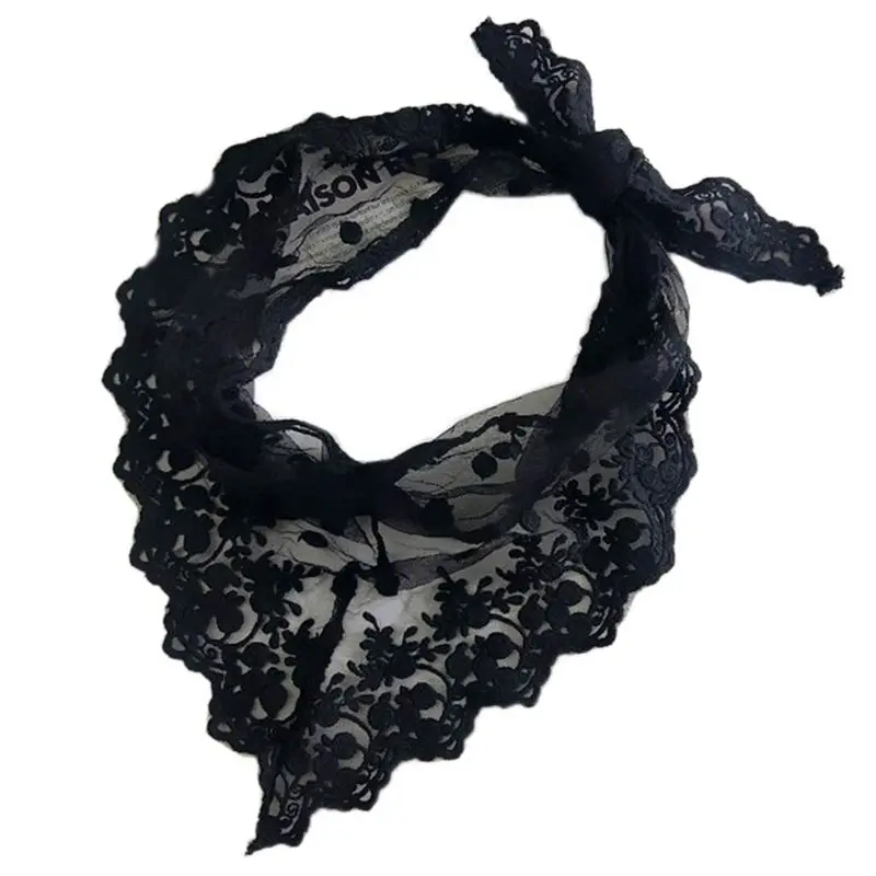 Женский вязаный крючком кружевной треугольный шейный шарф с цветочной вышивкой